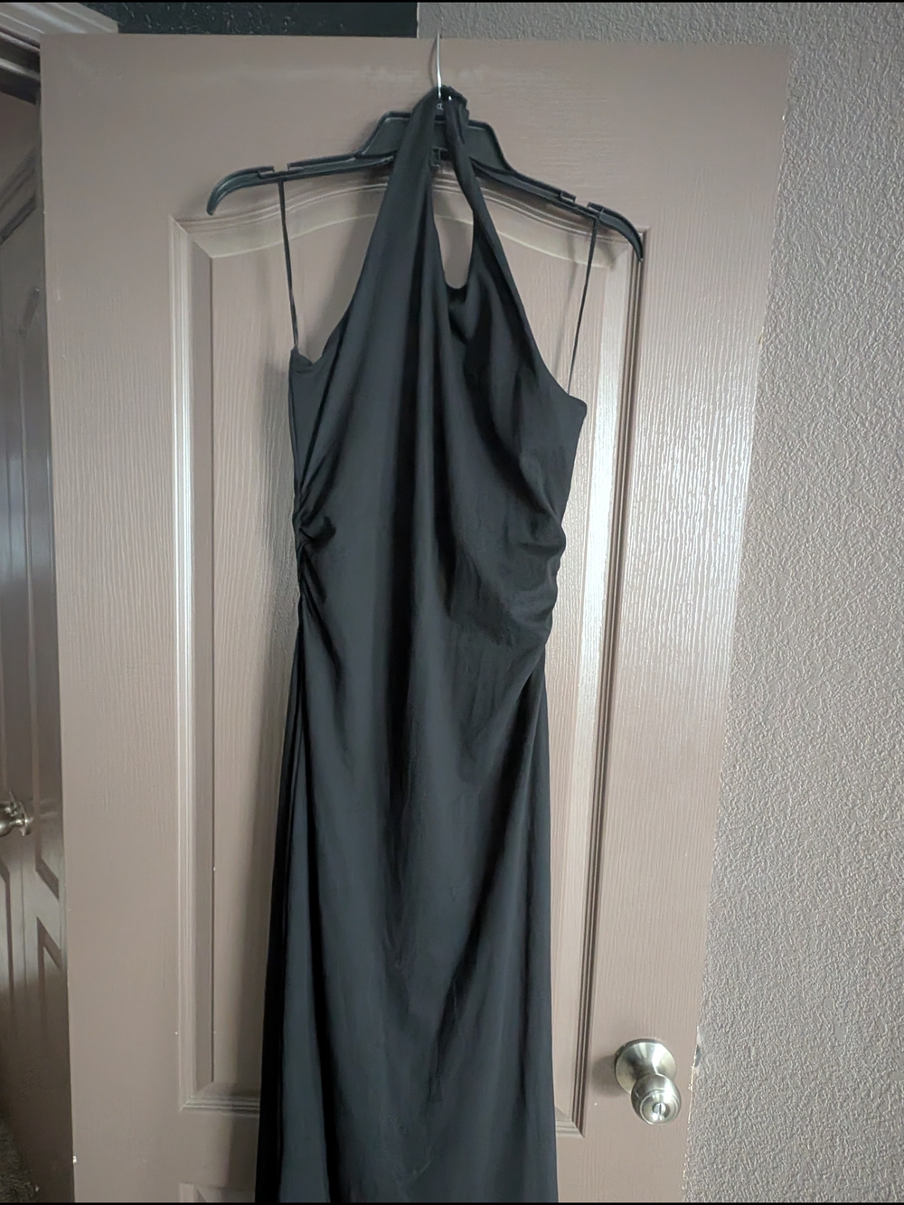 a new day Black Halter Midi Dress with Draped Front